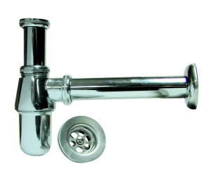 Extensible basin siphon with valve