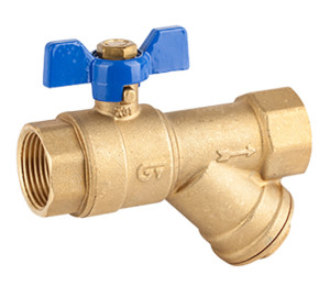 Brass valve with type “Y” strainer filter