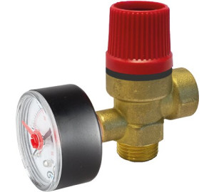 Safety relief angle valve with pressure gauge 3 bar