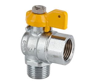 Angle ball valve for gas, M-F