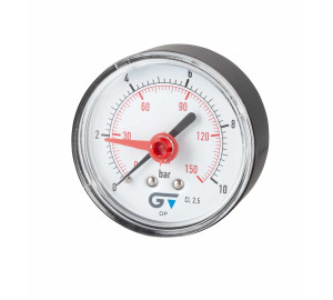 Pressure gauge Ø 63, red index, back connection 1/4