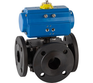 “L” 3 ways ball valve with flanges