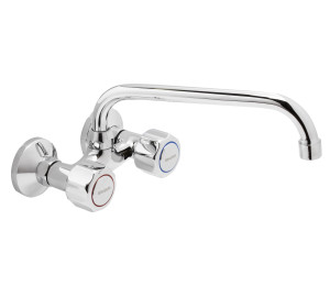 GAMMA Wall sink mixer with 11cm high tube, 18 cm spout