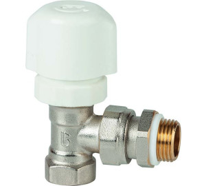 Angle radiator valve with thermostatic option, for steel pipe with GE System