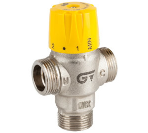 Vertical thermostatic mixing valve for solar installation