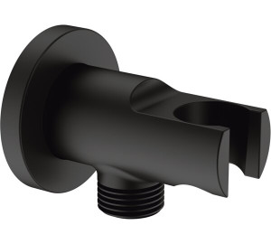 Black Cylindrical shower holder with 1/2" connector Accessories and Spare Parts