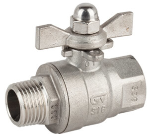 2 pcs full bore ball valve M-F