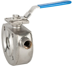 Wafer type - 1 Pc full bore ball valve with heating chamber. Mounting between flanges PN 16