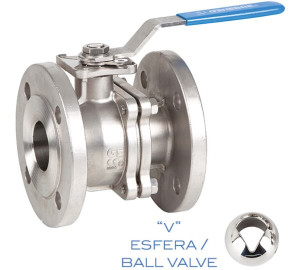 “V” control ball valve, 2 pieces flanges ends DIN PN 40/16