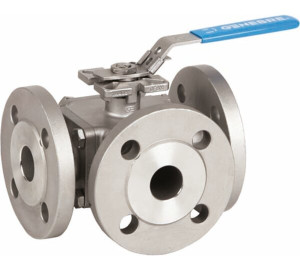 3 ways full bore ball valve<br>2540E “L” bore / 2541E “T” bore<br>Flanges DIN PN 40 ≤ DN50<br>Flanges DIN PN 16 > DN50