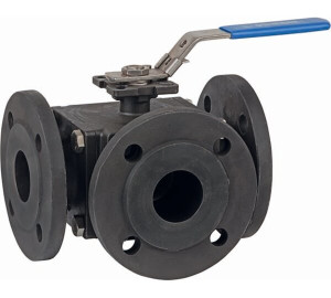 3 way full bore ball valve. 2544 “L” bore. Flanges DIN PN40 ≤ DN50. Flanges DIN PN16 > DN50.