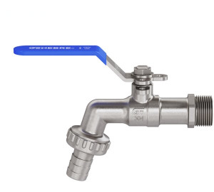 Bibcock stainless steel ball valve. Full bore.