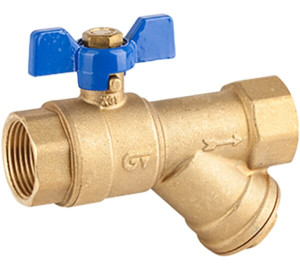 Brass valve with type “Y” strainer filter