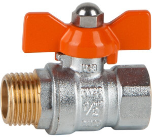 Ball valve M-F orange butterfly handle