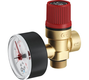 Safety relief angle valve with pressure gauge 3 bar