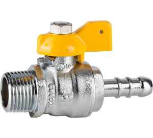 Ball straight valve for gas, M-hose connection