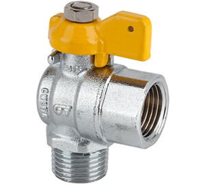Angle ball valve for gas, M-F