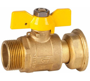 Ball straight valve for gas, M-F sliding nut