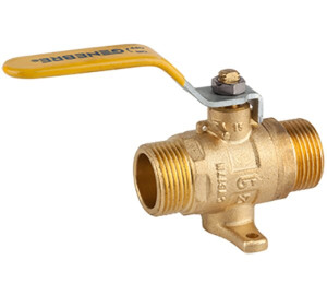Ball straight valve for gas with feet, M-M