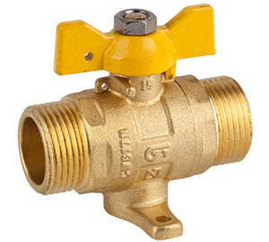 Ball straight valve for gas with feet, M-M