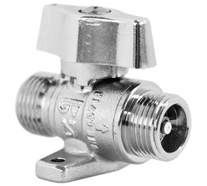 Ball straight valve for gas with autoblock and flow limiter, M-M