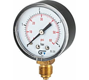 Pressure gauge Ø 53, bottom outlet, BSP thread 1/4".