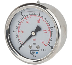 Pressure gauge Ø 63 with glycerine, rear outlet, BSP thread