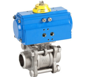 3 pieces ball valve Butt weld ANSI B 16.25/ GNP actuator