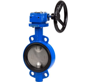 Wafer type butterfly valve ref: 2103, PN 10/16 ANSI 150 lbs with gear operator.