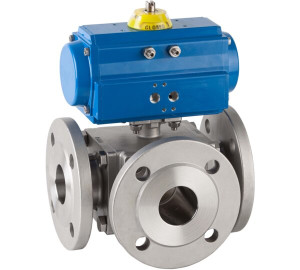 “L” ways ball valve with flanges / GNP Actuator