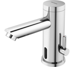 Electronic basin mixer tap with battery Chromed