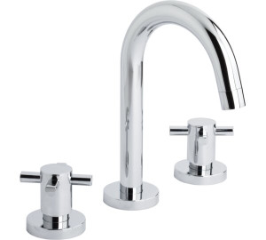 Widespread wash-basin mixer with swan pipe spout Chromed Kross