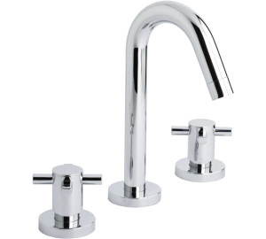 Widespread wash-basin mixer with sloping pipe spout Chromed Kross
