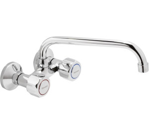 GAMMA Wall sink mixer with 15 cm, high tube, 18 cm spout Chromed