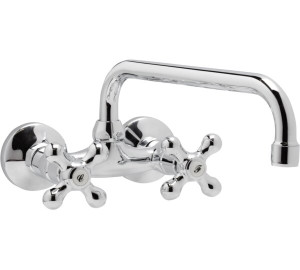 NEW REGENT Wall sink mixer with 11cm high tube, 24 cm spout Chromed
