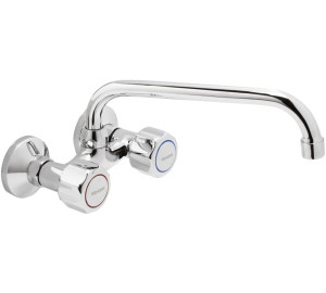 GAMMA Wall sink mixer with 11 cm, high tube 24 cm spout  Chromed