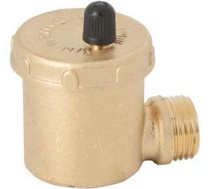 Automatic air vent with manual lockin plug and lateral connection