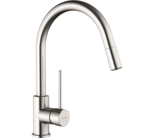 TAU Stainless steel Single-lever sink mixer with pull-out spout Stainless  Steel