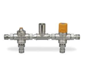 Thermostatic kit with divert valve and mixer
