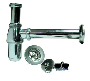 Extensible basin siphon with valve and plug