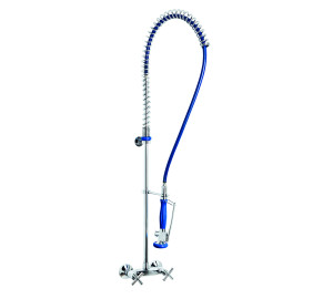 High pre-rinse column with wall sink mixer