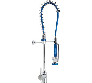 Pre-rinse column with single lever sink mixer