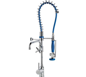 Pre-rinse column with single lever sink mixer and spout