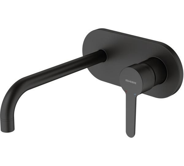 Built-in wash-basin mixer 22 cm spout Black Oslo Black
