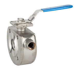 Wafer type - 1 Pc full bore ball valve with heating chamber. Mounting between flanges PN 16