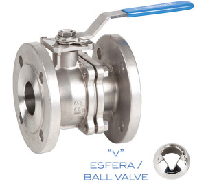 “V” control ball valve, 2 pieces flanges ends DIN PN 40/16
