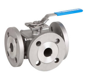 3 ways full bore ball valve<br>2540 “L” bore / 2541 “T” bore<br>Flanges DIN PN 40 ≤ DN50<br>Flanges DIN PN 16 > DN50