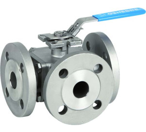 3 ways full bore ball valve<br>2540E “L” bore / 2541E “T” bore<br>Flanges DIN PN 40 ≤ DN50<br>Flanges DIN PN 16 > DN50