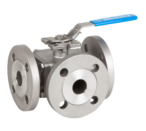 Flanges DIN PN4 < DN50. Flanges DIN PN1 > DN50<br>3 ways full bore ball valve. 2540 “L” bore / 2541 “T” bore