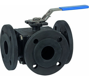 3 way full bore ball valve. 2544 “L” bore / 2545 “T” bore. Flanges DIN PN40 ≤ DN50. Flanges DIN PN16 ˃ DN50.